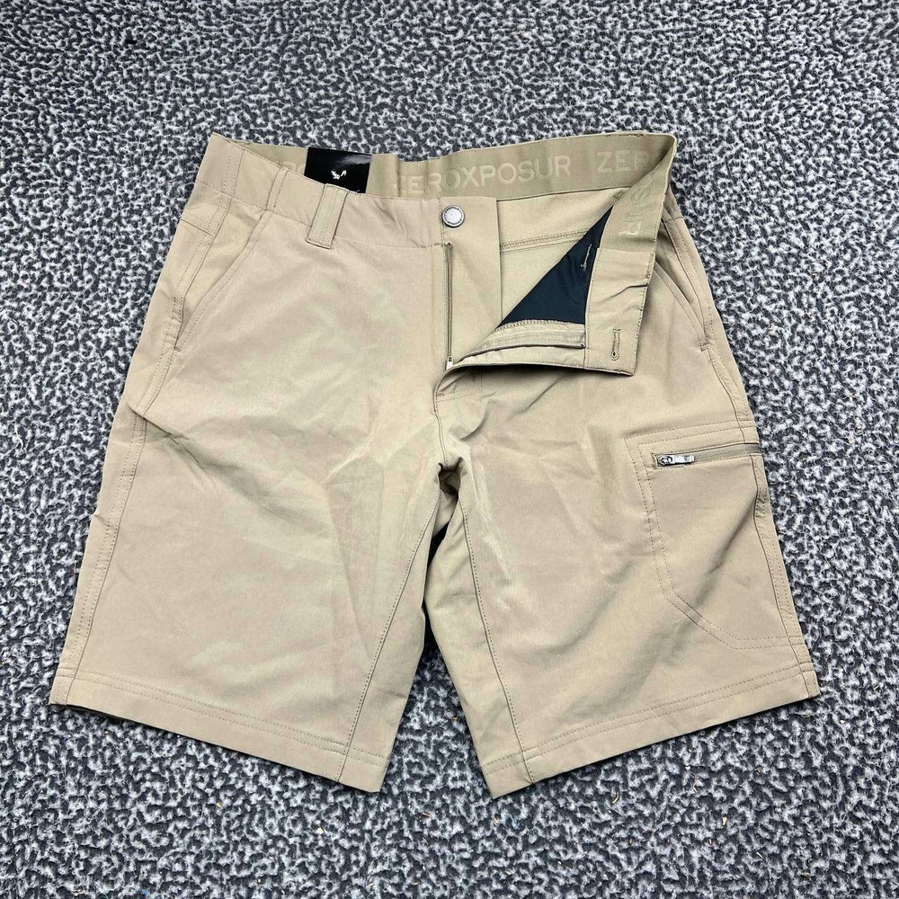 ZeroXposur Travel Series Shorts Men 33 Tan Stretch Cargo Pockets